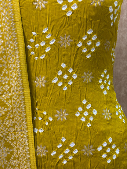 Green bandhani suit set