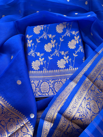 Blue raw mango silk suit set