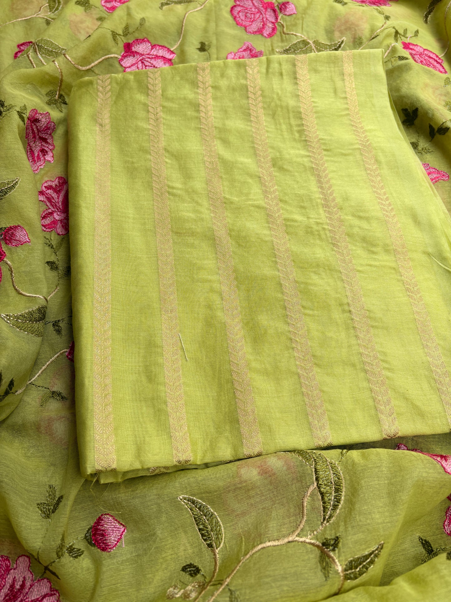 Green premium Banarasi suit set