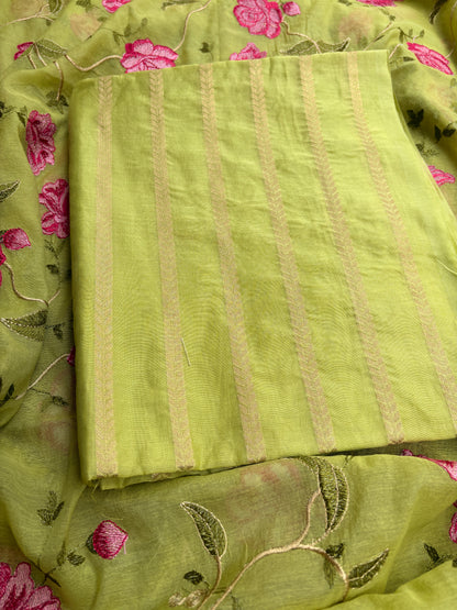 Green premium Banarasi suit set