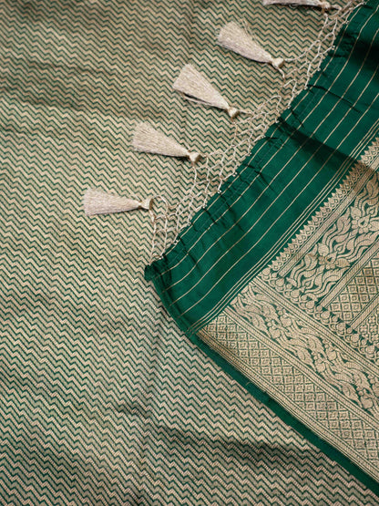 Green silk kurta with kora brocade dupatta