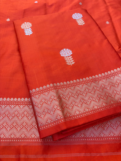 Orange katan by katan kadhwa silk 3 piece suit set