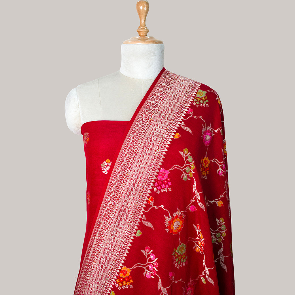 Red Moonga Silk Meenadar  suit set