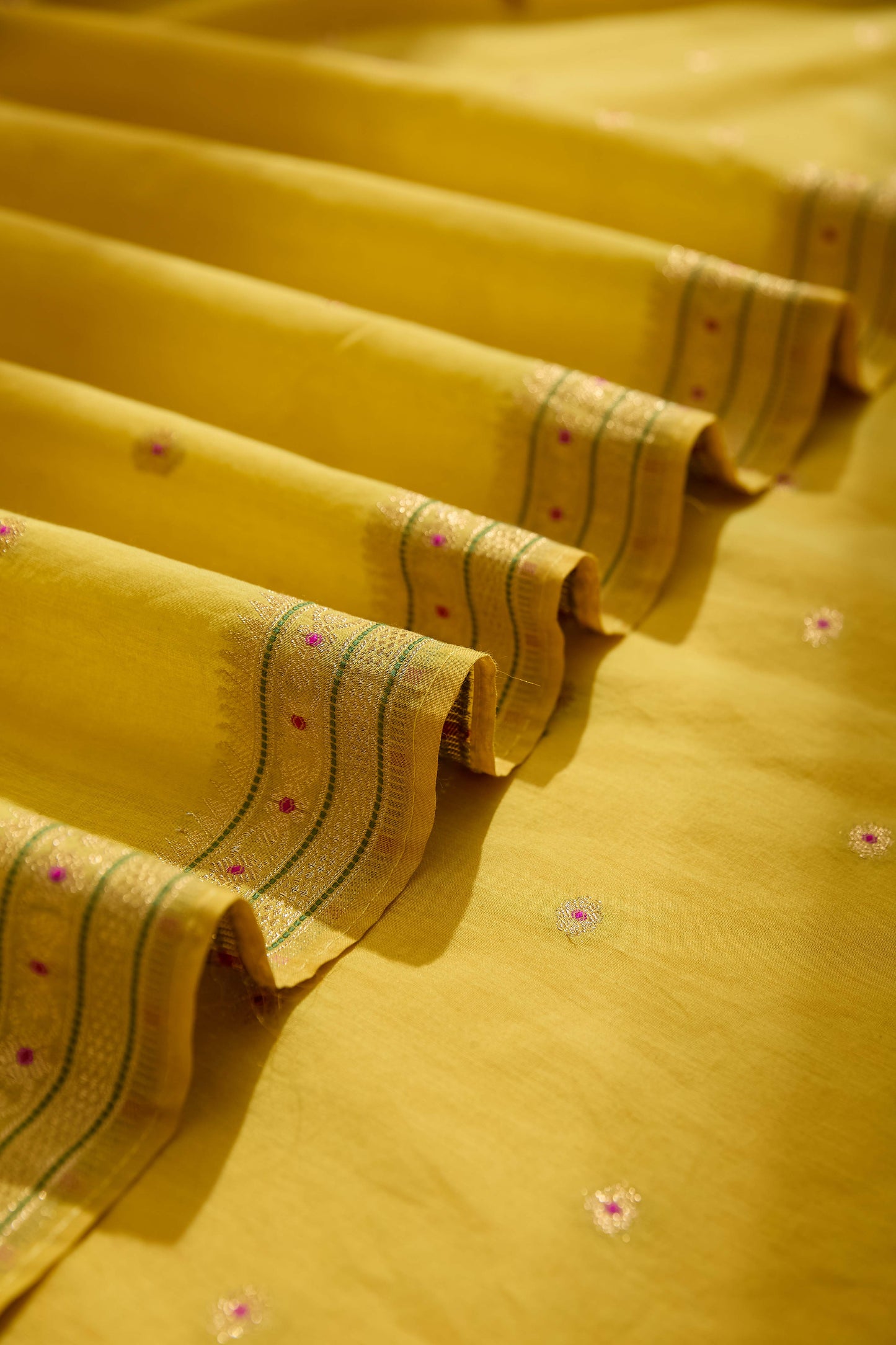 Yellow Jamdani Cotton Meenadari Saree