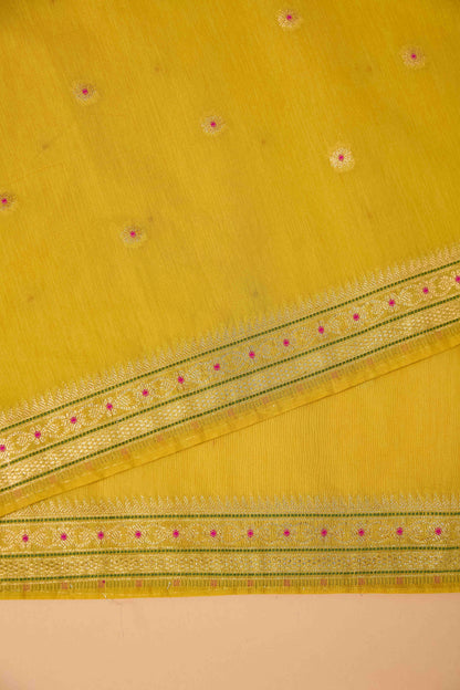 Yellow Jamdani Cotton Meenadari Saree
