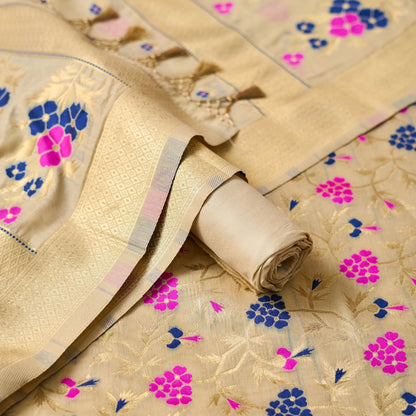 Beige cotton Meenadar 3 piece set