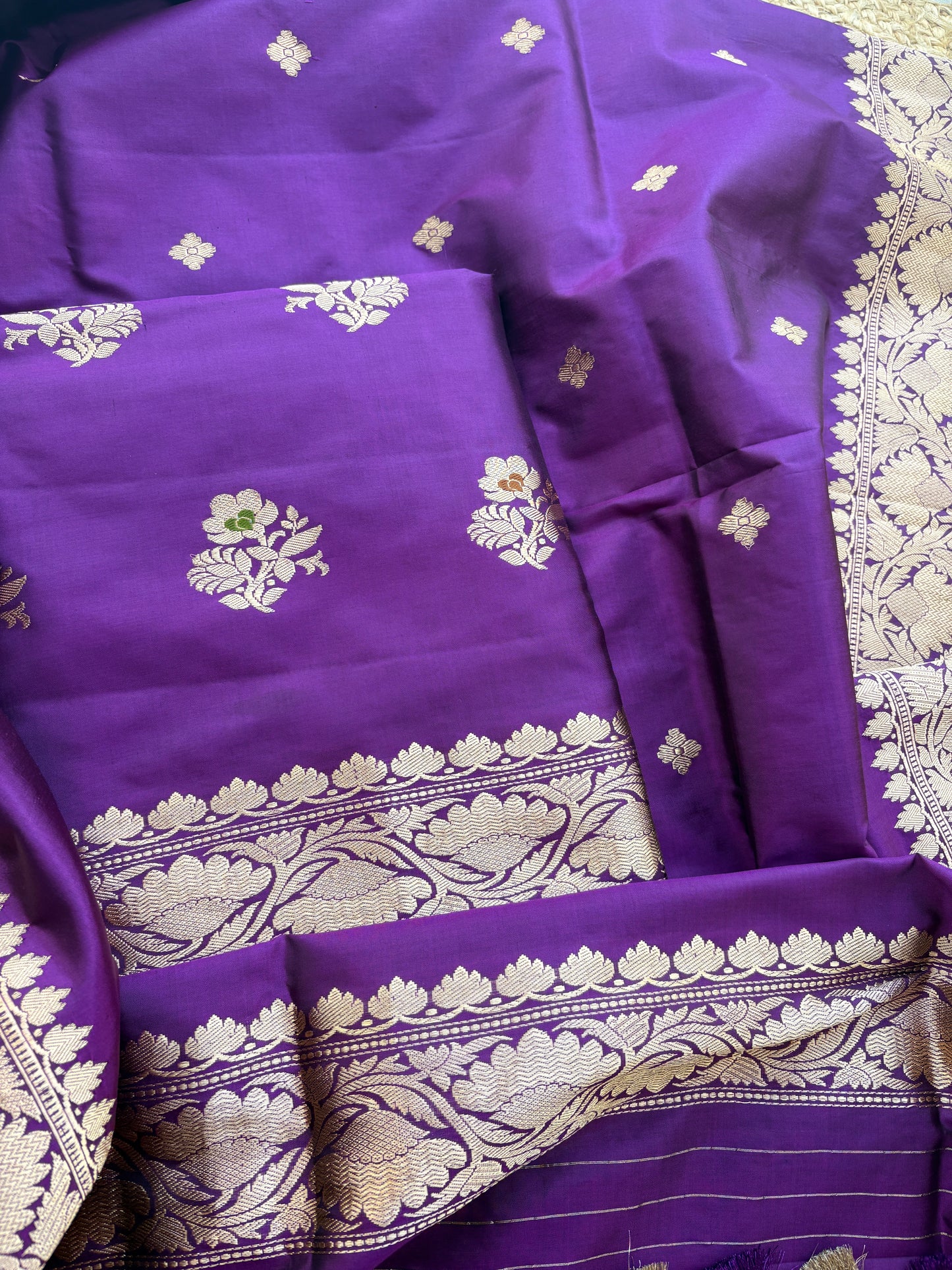 Purple katan by katan silk meenadar suit set