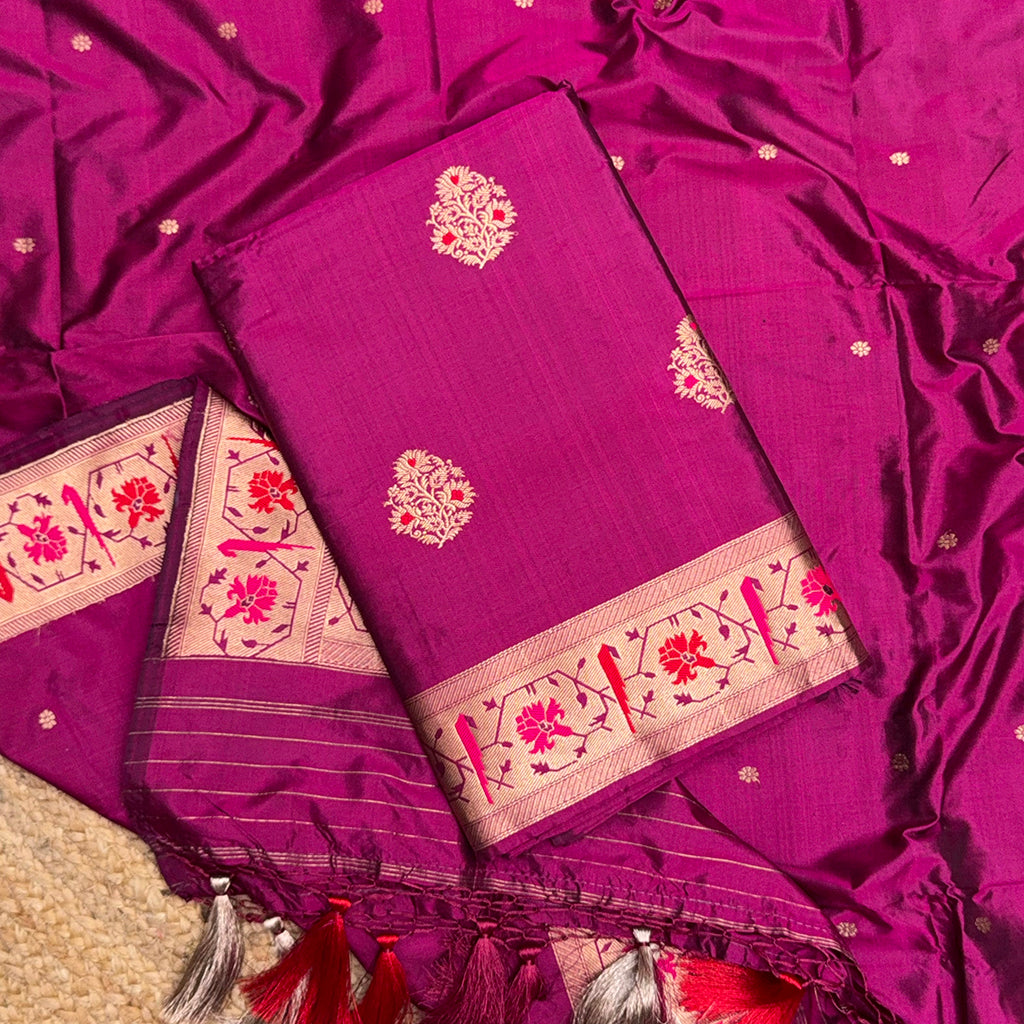 Magenta Katan by Katan silk paithani suit set