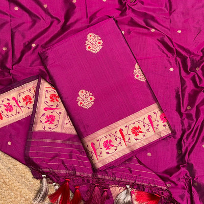 Magenta Katan by Katan silk paithani suit set