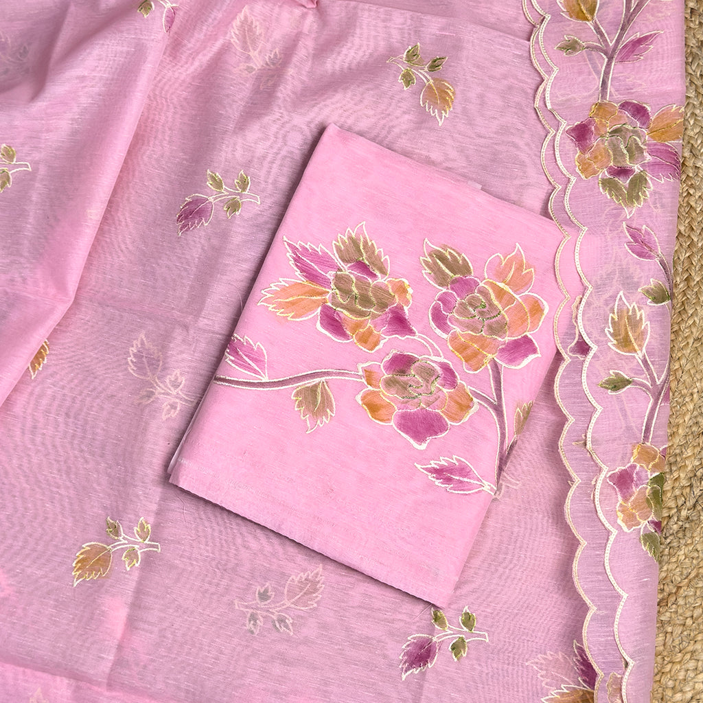 Pink linen cotton suit set