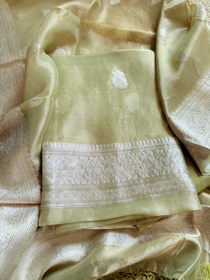 Green tissue kadhwa suit set