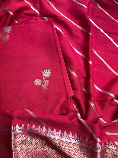 Red moonga silk suit set