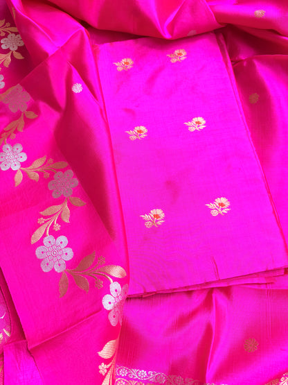 Pink katan by katan silk 3 piece suit set
