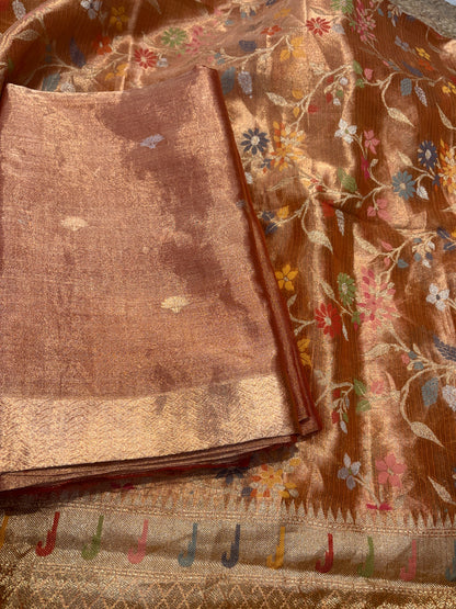 Orange tissue kadhwa suit set