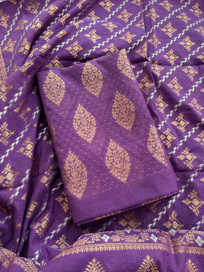Purple Chanderi weaving Sona rupa suit set