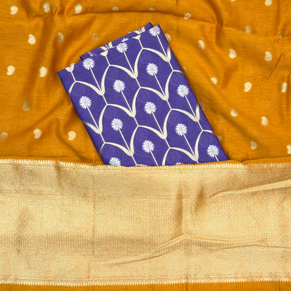 Purple mustard cotton silk suit set