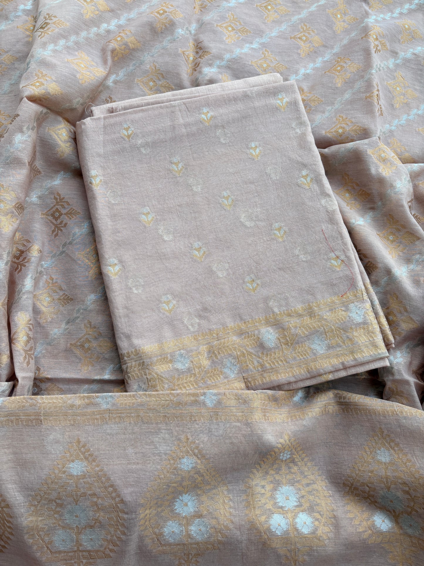 Peach Sona Rupa Chanderi suit set