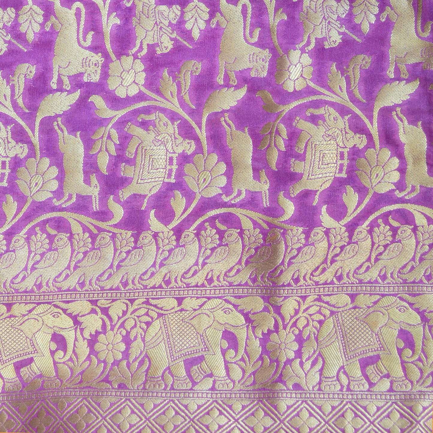 Light Purple shikargah  Silk Saree