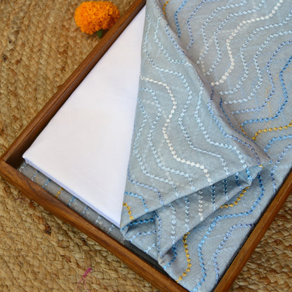 Aqua Blue Chanderi Silk Kurta Set