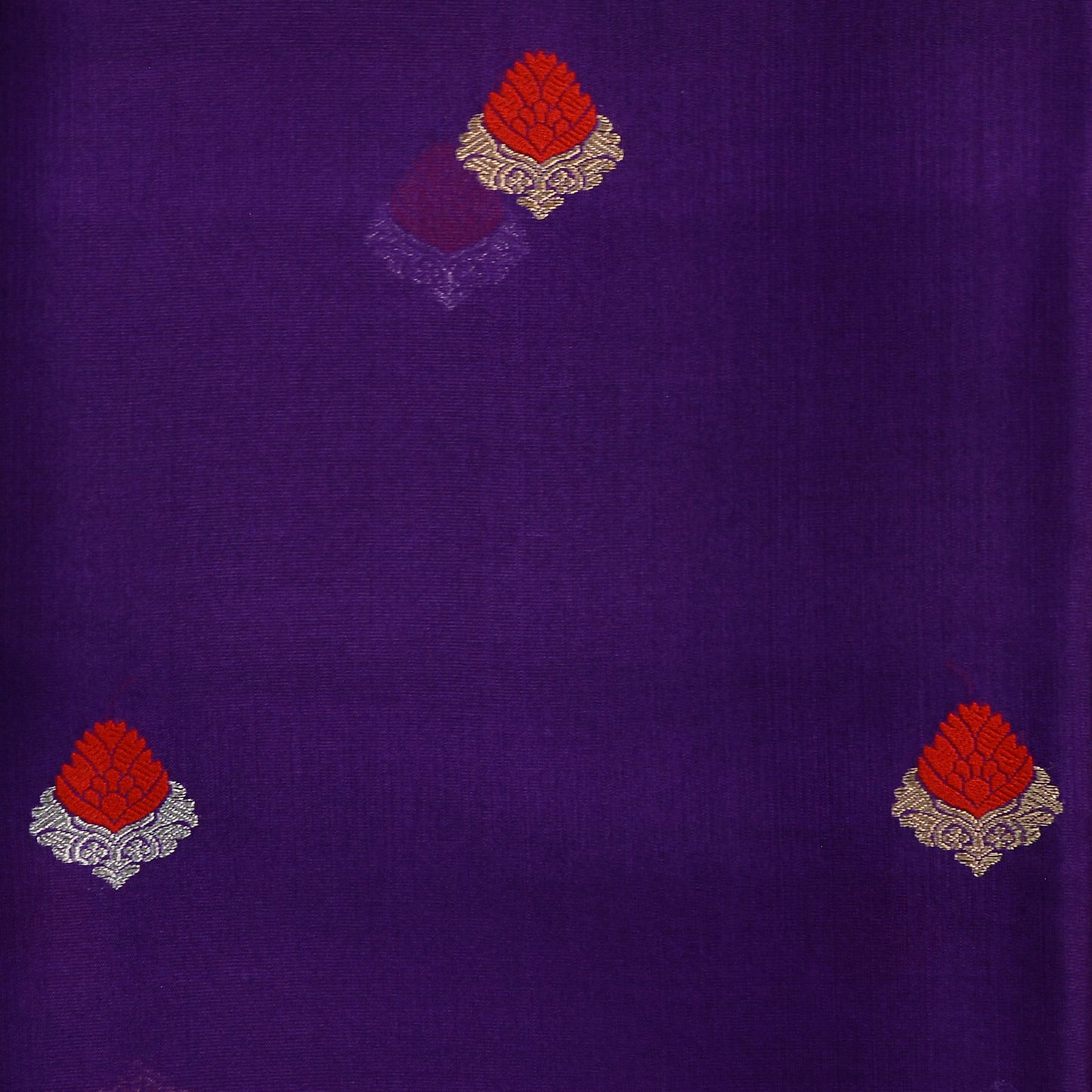 Purple kora silk suit with red shade dupatta