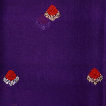 Purple kora silk suit with red shade dupatta