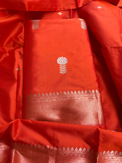 Orange katan by katan silk 3 piece suit set