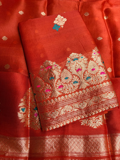 Rust kora  kadhwa meenadar suit set