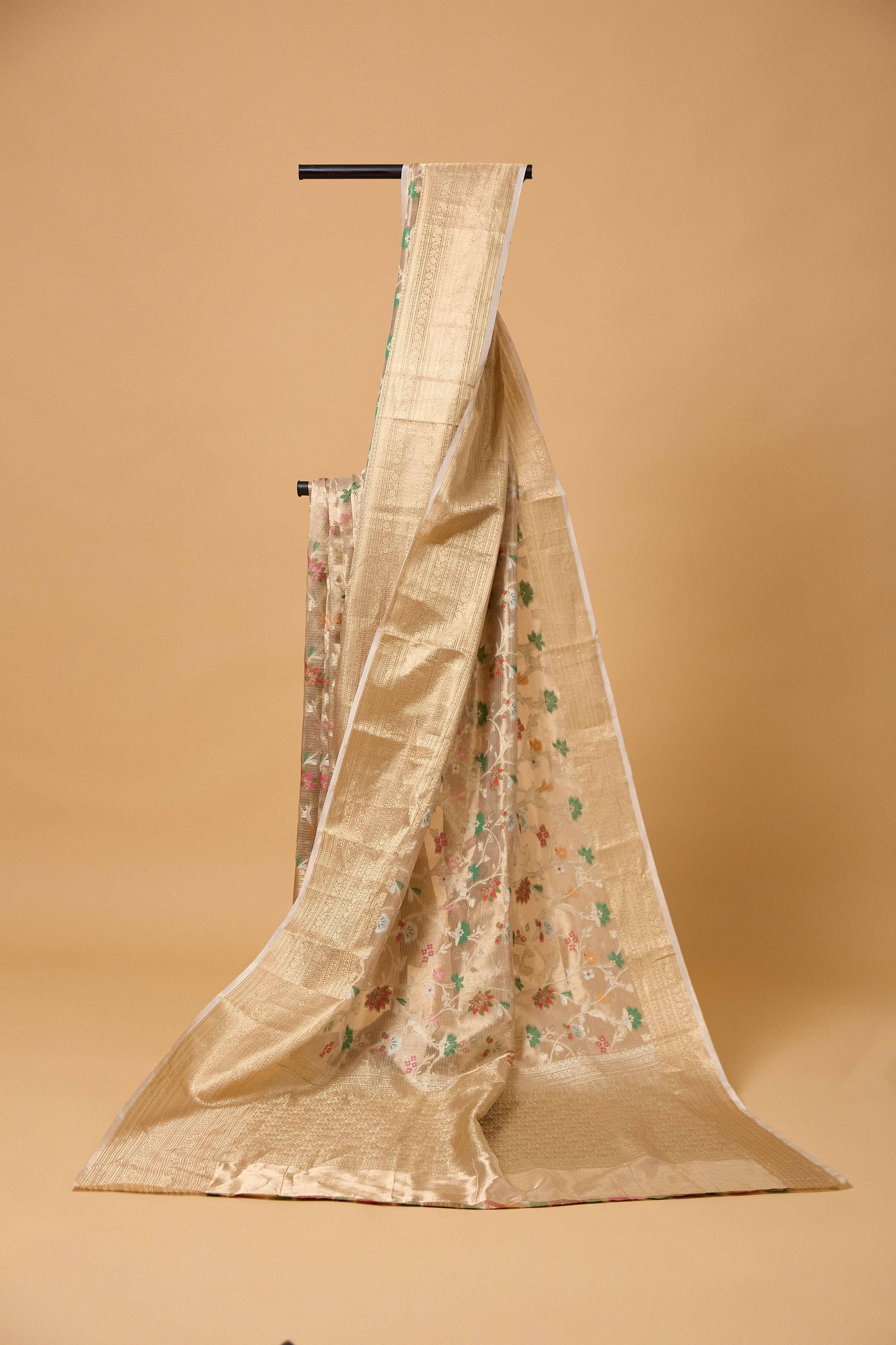 Beige Kota Tissue Meenakari Saree