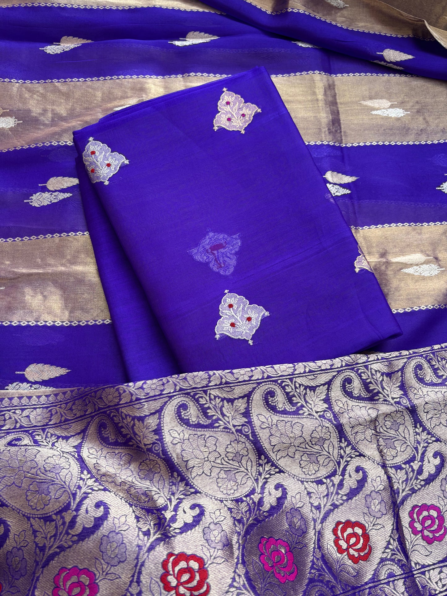 Purple kora kadhwa 3 piece suit set
