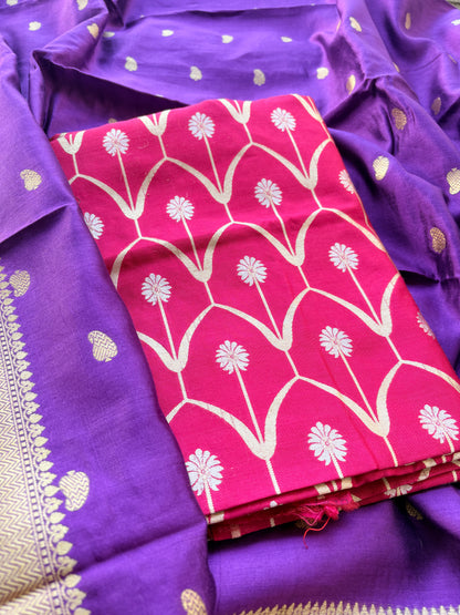 Magenta purple Chiniya silk suit set