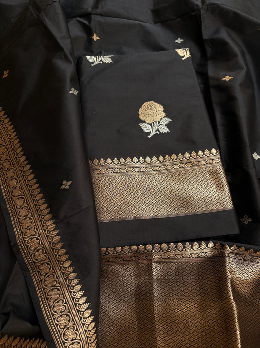 Black katan by katan silk kadhwa suit set