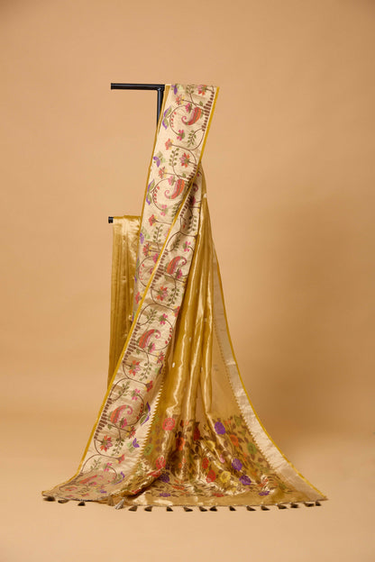 Yellow Kota Tissue Meenadar Saree