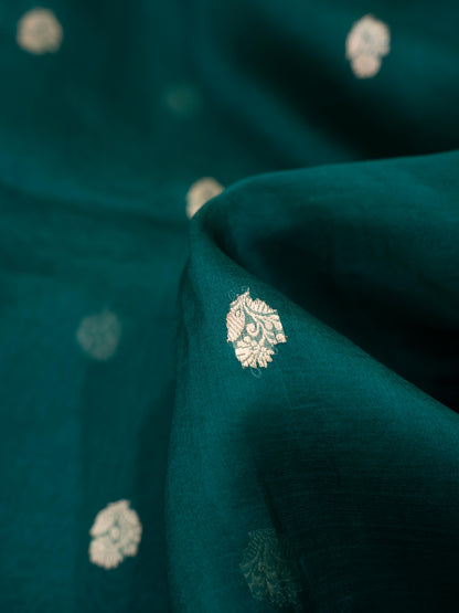 Purple Chiniya silk kurta with green shaded dupatta