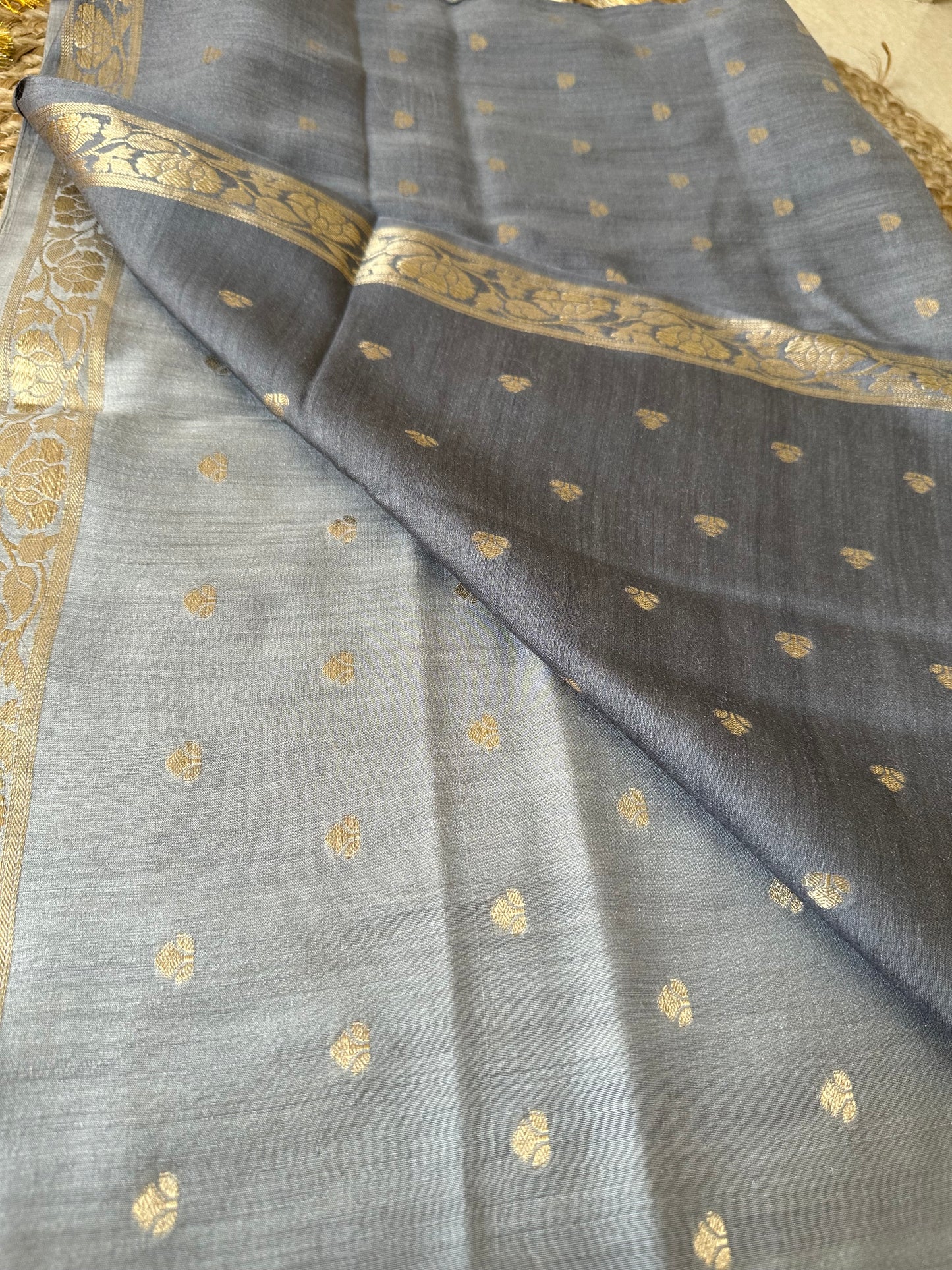 Grey shaded ombré moonga silk dupatta