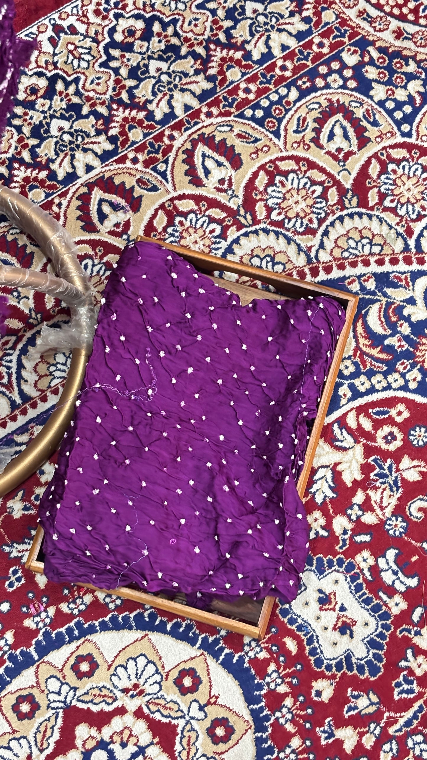 Purple bandhani gajji silk suit set