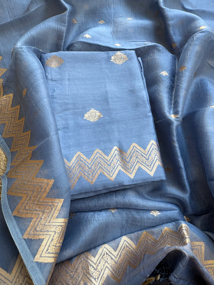 Blue grey Chiniya kora suit set