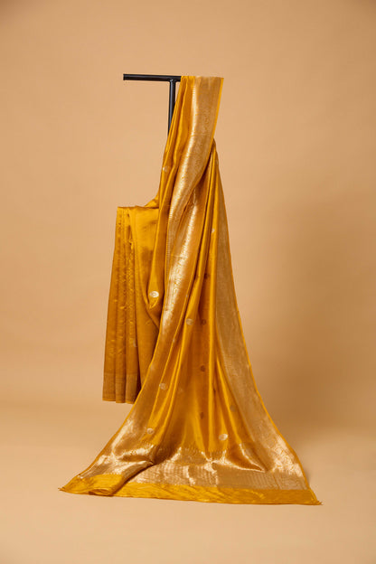 Mustard Chand Tara Mango Silk Saree