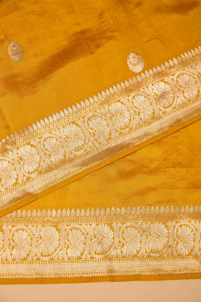 Mustard Chand Tara Mango Silk Saree