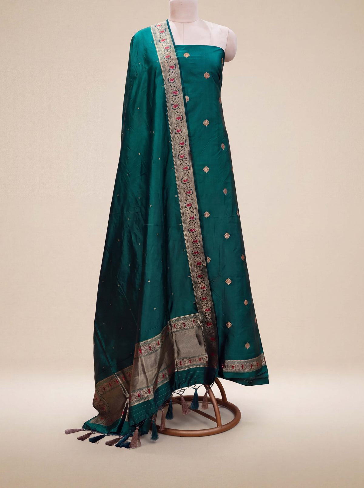 Green paithani weaving border Katan by katan suit set