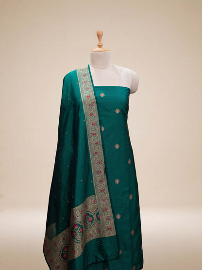 Green paithani weaving border Katan by katan suit set