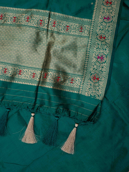 Green paithani weaving border Katan by katan suit set
