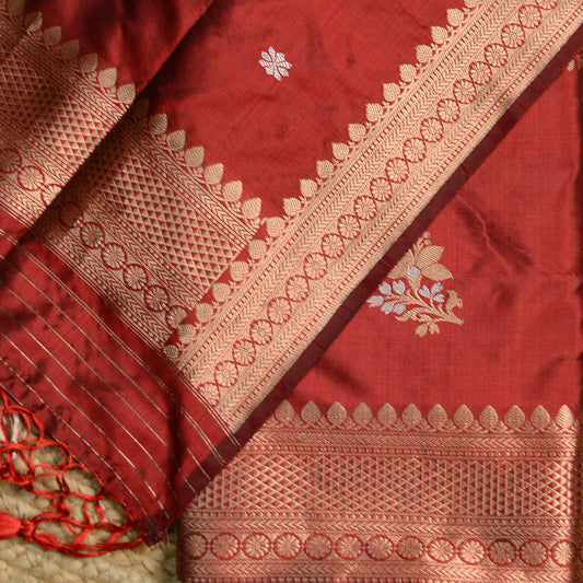 Red maroon Katan by Katan  silk suit set