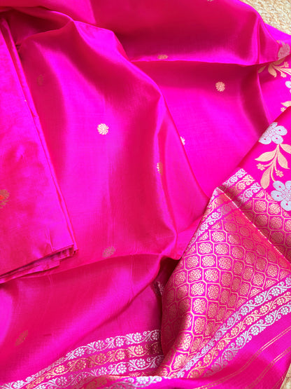 Pink katan by katan silk 3 piece suit set
