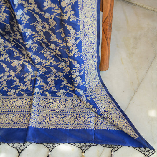 Blue katan silk dupatta