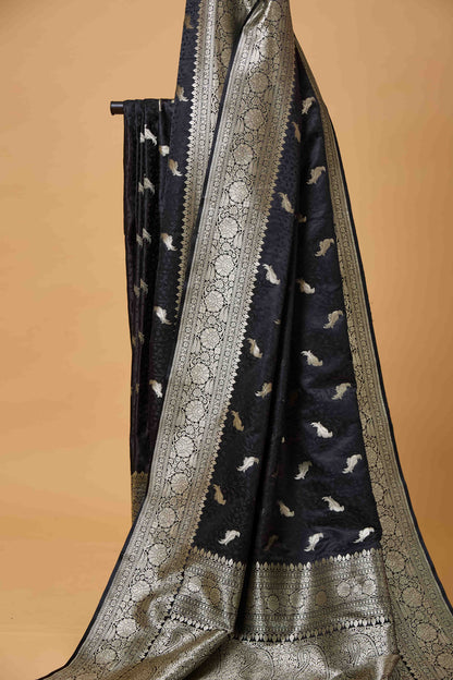 Black Tenchui Weaving Mashru Silk Saree