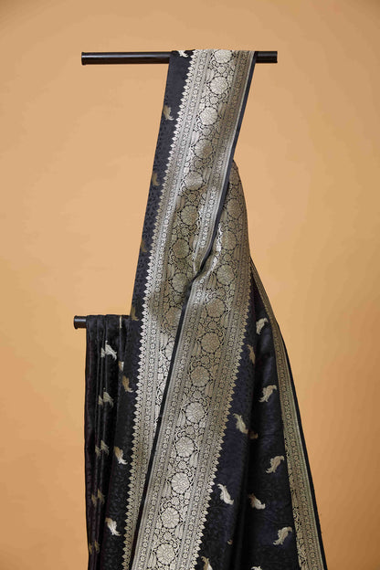 Black Tenchui Weaving Mashru Silk Saree