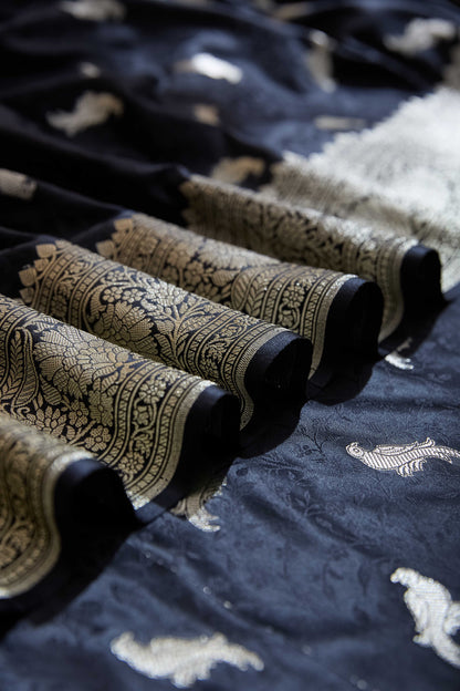 Black Tenchui Weaving Mashru Silk Saree