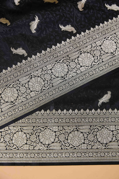 Black Tenchui Weaving Mashru Silk Saree