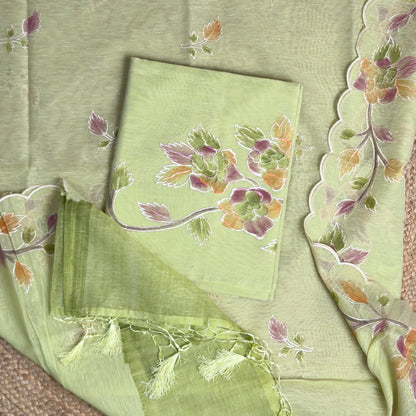 Green linen cotton suit set