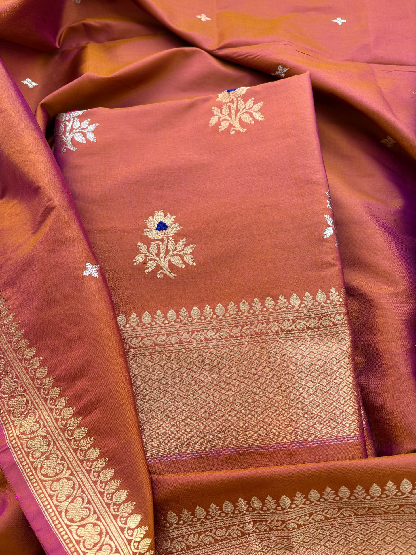 Rust katan by katan silk kadhwa suit set